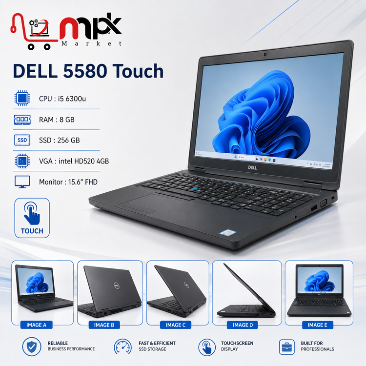 لپ تاپ استوک لمسی دل DELL 5580 touch stock laptop