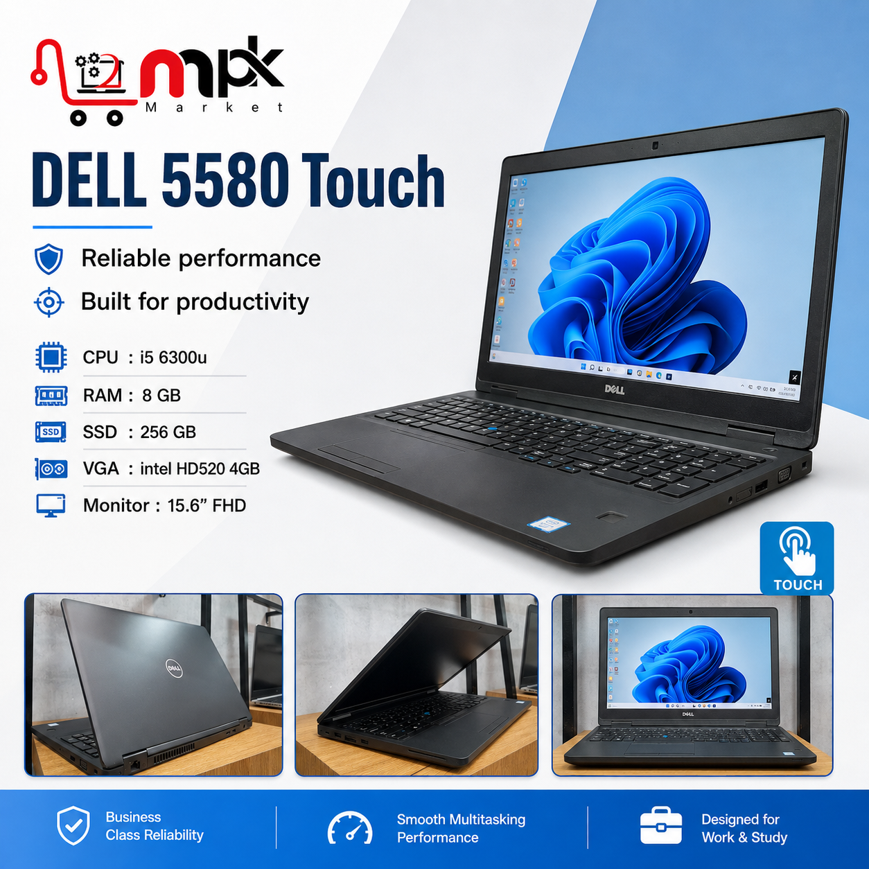 لپ تاپ استوک لمسی دل DELL 5580 touch stock laptop
